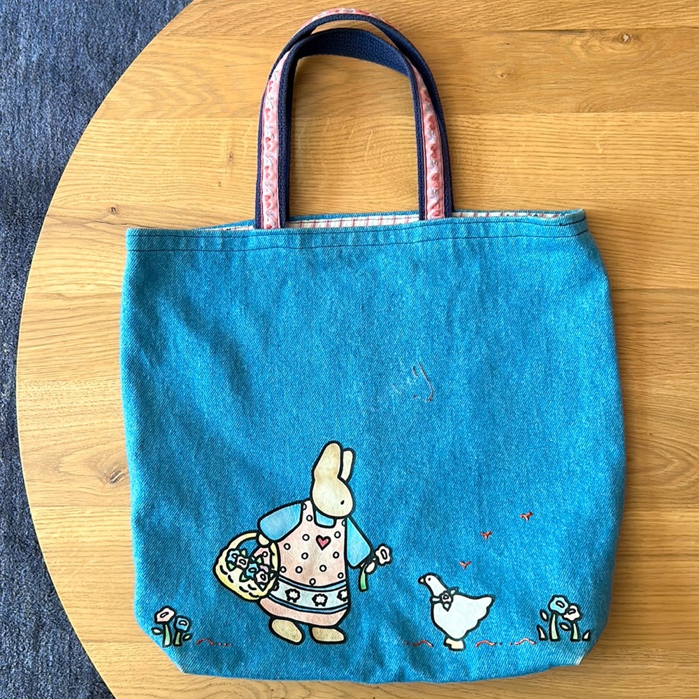 Denim tote bag vintage cottage core